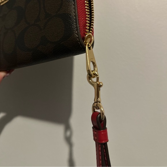 Coach Red/Brown/Gold Wallet in Signature Canvas - Picture 2 of 8